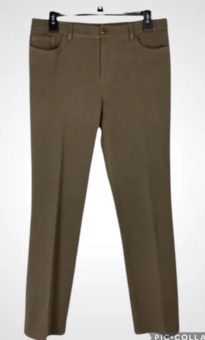 Peace Of Cloth NYC Khaki Stretchy High Rise Slim Straight Leg Pants 8 thumbnail 1