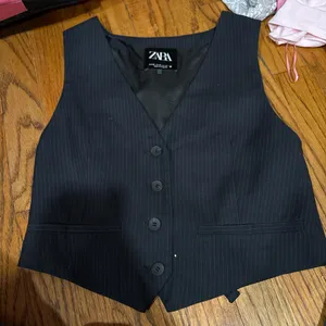 ZARA navy blue waist coat top thumbnail 1
