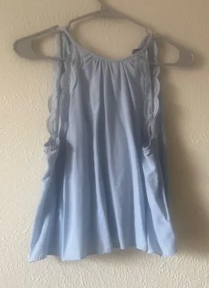 Kendall + Kylie Light Blue Sleeveless Scallop-Trim Top thumbnail 1