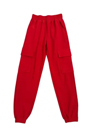 New Mix Red Athletic Sporty Streetwear Cargo Sweatpants Joggers Size Small thumbnail 1