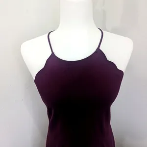Socialite‎ Purple Plum Small Scalloped Mini Skater Halter A-Line Dress Keyhole thumbnail 3