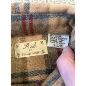 Vintage 70s P.S. Philip Scott Wool Blend Flannel Button Up Shirt Brown Plaid S thumbnail 10