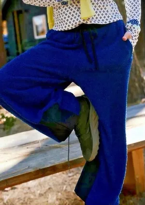 Free People Movement Cuddle Up Fleece Joggers Small Blue NEW Loungewear Cozy #15 thumbnail 1