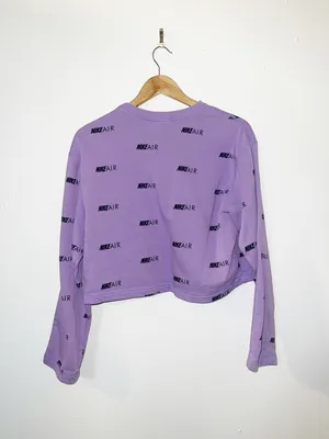 Nike Air purple cotton blend crop long sleeve spell out women's crewneck thumbnail 10