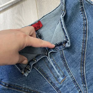 Vintage Corset Tank denim crop womens Blue (size 1x) western festival going out thumbnail 6