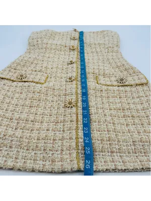 Anthropologie Eva Franco Strapless Tweed Dress Size 2 Beige Gold thumbnail 12
