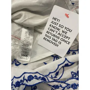 ASOS EDITION White Blue Embroidered Maxi Dress Lace Long Sleeve US 2 . thumbnail 9