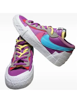 Women's Nike x KAWS Sacai Blazer Low Sneakers Purple Blue Multi-Color thumbnail 7