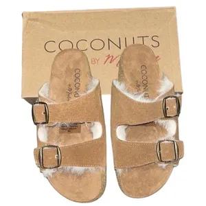 Coconut by Matisse Leather Faux Fur Sandals(Size 6M) thumbnail 2
