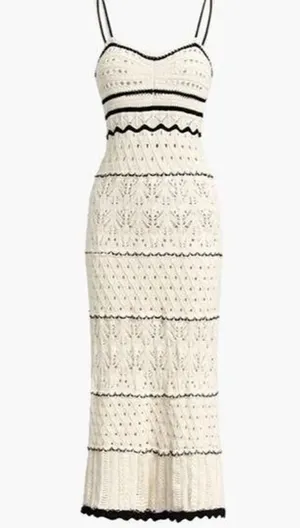 Commense Paros Crochet Eyelet See Through Midi Dress size S thumbnail 1