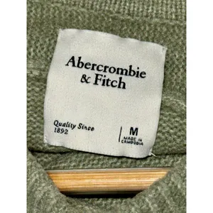 Abercrombie & Fitch Green Wool Blend Soft Knit Pullover Crew Neck Sweater Size M thumbnail 4