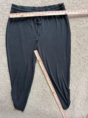 Express Womens Black Sandwashed Ruched Hem Joggers Large Modal Lounge Pants thumbnail 2