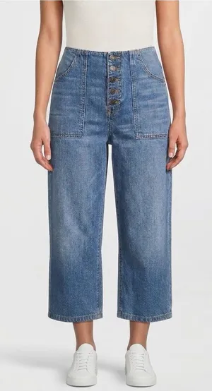 Veronica‎ Beard Crosbie Crop Wide Leg High Rise Jeans 29 Button Fly thumbnail 1