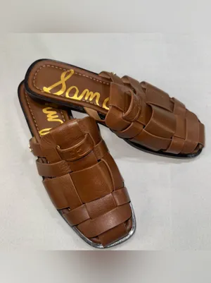 Sam Edelman Dina Woven Size 11 Fisherman Slides Brown Leather Sandals Women's 42 thumbnail 2