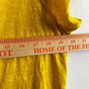 100% Linen Top Women's Medium Mustard Yellow Cowl Neck‎ Tie Back Short Sleeve thumbnail 9