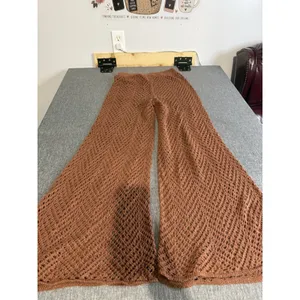 Wild Fable Dark Brown Crochet Beach Wide Leg Pants Sz S Cover Up Boho Hamptons thumbnail 11