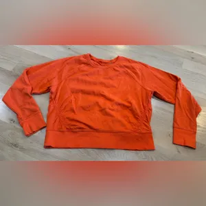 Athleta Sundown Puckered Crewneck orange pullover sweatshirt size large thumbnail 4