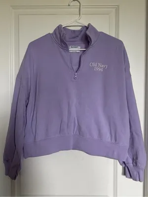 Old Navy Light Purple Quarter-Zip Pullover Sweatshirt thumbnail 1