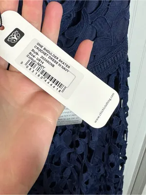 Chi chi London Curve One Shoulder Skater‎ Crochet Dress In Navy size 14 NWT thumbnail 3