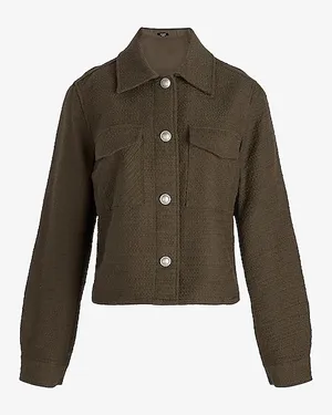 Express Tweed Novelty Button Cropped Shacket thumbnail 6