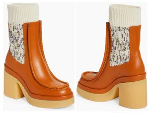 Chloé Jamie Sock Platform Chelsea Almond Boot Luminous Ochre New Size 41 thumbnail 2