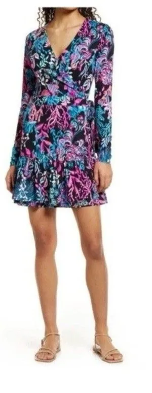 NWOT Lilly Pulitzer Multicolor Floral Wrap Romper - Pink, Blue, Teal! Size Large thumbnail 1