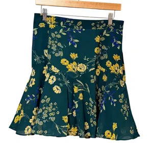 Sugarlips Green Yellow Floral Mini Skirt S2738VCI Lined Ruffle Hem Large thumbnail 1