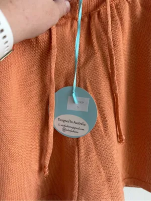 Mint Vanilla Knit Sweater Shorts Matching Set Orange Cropped Lounge Small NWT thumbnail 10