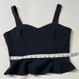 Alythea Black Lace‎ Up Peplum Crop Top size medium thumbnail 8