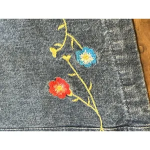 Denim & Co Women Medium Short Sleeve Zip Embroidered‎ Floral Grannycore Boho thumbnail 11