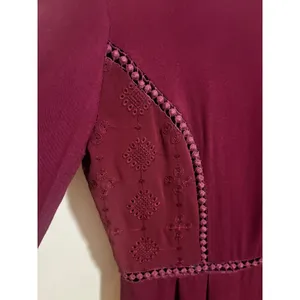 Sage The Label Mini Dress Womens S Burgundy Excellent Boho Lace Embroidered thumbnail 11