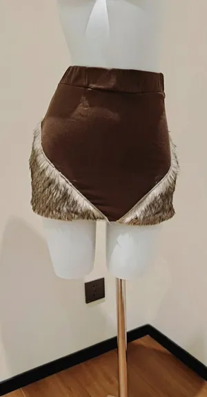 Others Follow Brown Corduroy High-waist Shorts Faux Fur thumbnail 1