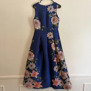 Eliza J Blue Floral Print Satin Twill High/Low Fit & Flare Dress Sz 6 Formal thumbnail 7
