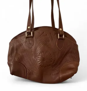 Vintage Brown Embossed Leather Shoulder Bag thumbnail 1