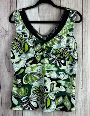 New Directions Y2K Green and Black Floral Tank Top thumbnail 1