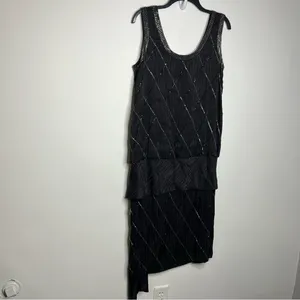 Francesca of Damon for starington‎ black beaded silk dress size 8 thumbnail 6