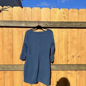 UGG Scoop Neck Mini Blue Fleece Dress Size Medium Warm 3/4‎ Sleeve Winter Fall thumbnail 7
