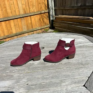 Market & Spruce Burgundy Faux Suede‎ Odeya Bootie Inner Ankle Zipper size 6 wide thumbnail 4