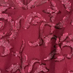 Marina 20W Burgundy Sequin Lace Bodice Long Sleeve Formal Gown Dress Party‎ thumbnail 3