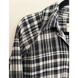 Free People We The‎ Free Indigo Skies White/Black Plaid Shirt Women's Size Small thumbnail 7