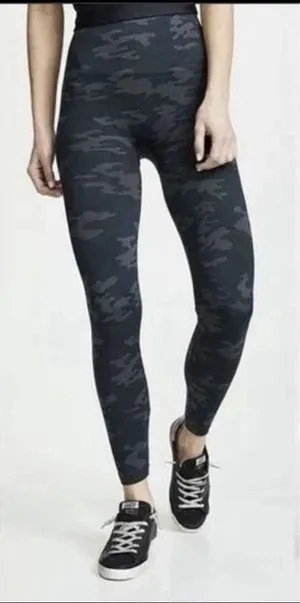Spanx‎ Leggings Womens XL Black & Gray Camo Camouflage High Waisted Pants thumbnail 1