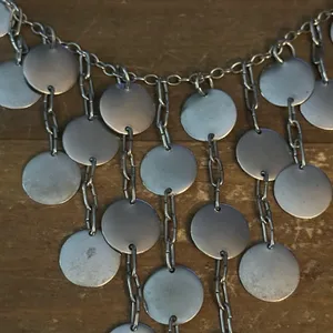 Vintage silver tone pyramid bib necklace thumbnail 3