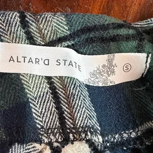 Altar'd State Green Plaid Flannel Mini Skirt Size S A-Line Side Zip G1207V080JD thumbnail 3