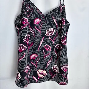 Daniel Rainn Anthropologie Floral Eyelet Cami Tank Top Black Pink Size Small S thumbnail 6