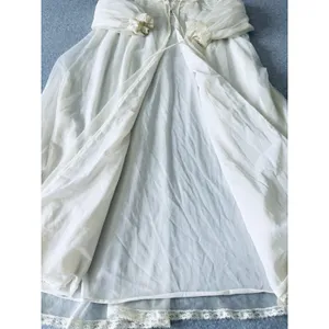 Vintage Gotham Gold Stripes‎ Ivory Lace Lingerie Robe Chiffon Puffy Sleeves thumbnail 9
