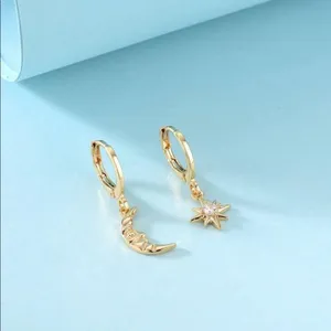 Mystical Moon & Star gold earrings rated 5 stars! thumbnail 5