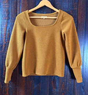 Madewell Fall Colors Square Neck Puff-Sleeve Sweater Top - XXS thumbnail 1