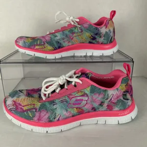 Skechers Flex Appeal Women’s Size 7 Memory Foam Pink Floral Bloom Sneakers thumbnail 4
