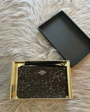 Coach Black Glitter Star Wristlet with Coach Logo thumbnail 1