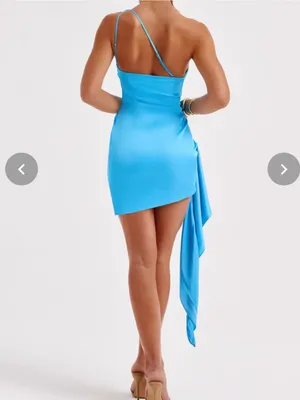 Babyboo Avery Mini Dress One Shoulder Satin Ruffle Fringe Size Medium thumbnail 4
